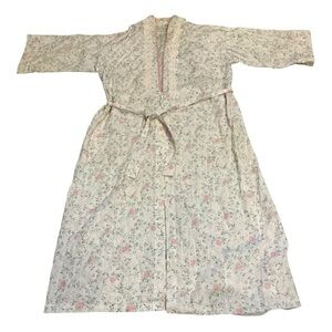 Vintage 80s Appel nightgown cottagecore floral embroidered full length satin